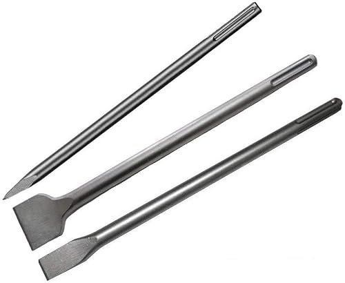 WERHE ® Lot de 3 burins professionnels SDS Max - 18, 25, 50 x 400 mm - Pointe plate - Pour marteau de démolition