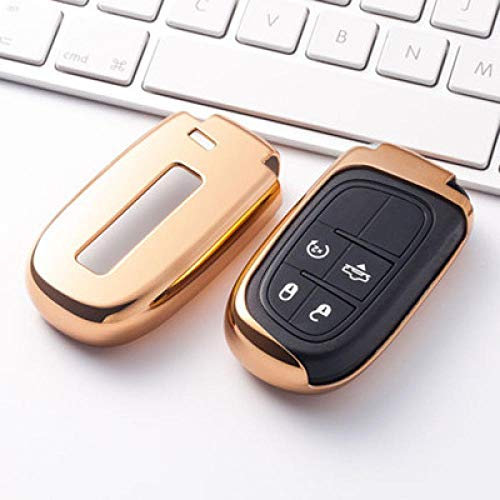 MWBLN Guscio chiave auto,Guscio chiave auto telecomando morbido TPU, per Dodge Journey Jeep Cherokee Grand Cherokee Renegad A-gold