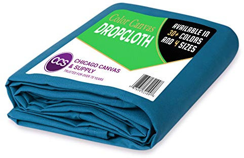 CCS Canvas Drop Cloth – Heavy Duty Cotton Duck Cloth Tarp for Curtains, Tablecloths, Backdrops, Painting – Washable & Reusable Floor Cover, Dust Sheet for Furniture (Turquoise, 8x10 Ft)