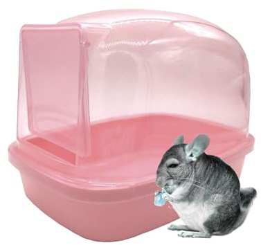 kathson Zwerghamster Trockenbad, Chinchilla Sauna Toilette Kunststoff Sandbad Haus Ideal für Rennmäuse, Igel, Eichhörnchen und andere Kleintiere (Rosa)