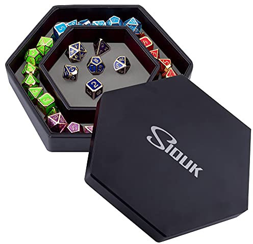 SIQUK Würfelbretter mit Deckel Würfeltablett Würfelteller PU Leder und Samt Würfel Brett Dice Rolling Tray Würfelroller für Würfelspiel D&D, RPG und weitere Spiele, Grau