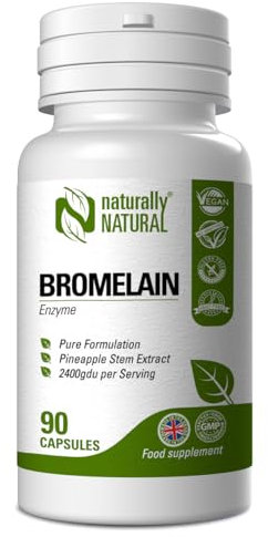 Naturally Natural Bromelain 90 Vegan Capsules High Dose 2400gdu per Serving, Pure Formulation for Inflammation, Swelling and Digestion