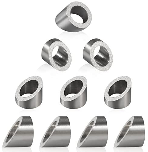 LEONTOOL 30-Grad-Unterlegscheiben, 10 Stück, abgewinkelte abgeschrägte Unterlegscheibe für 1/8 Zoll bis 3/16 Zoll Drahtseil-Kabel-Anwendung Holz Metall Aluminium Pfosten DIY Geländer