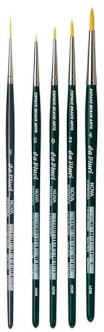 DaVinci 1570 Serie NOVA Set de pinceaux aquarelle synthétiques n° 3/0, 0, 2, 4. + da Vinci Nova Serie 1270. NO. 0 Fabriqué en Allemagne