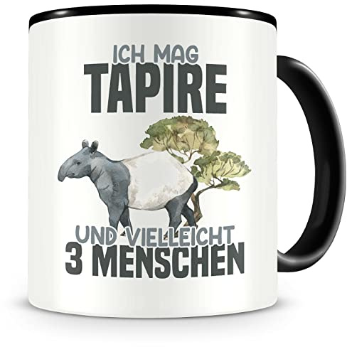 Samunshi® Tapir Tasse mit Spruch Ich mag Tapire Geschenk für Tapir Fans Kaffeetasse Lustige Tassen zum Geburtstag schwarz Keramik 300ml