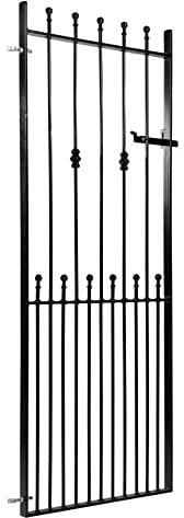metal tall side gate, wrought iron style, tall single gate, Belthorn Design, galvanised & powder coated black (width 3ft 3/69)