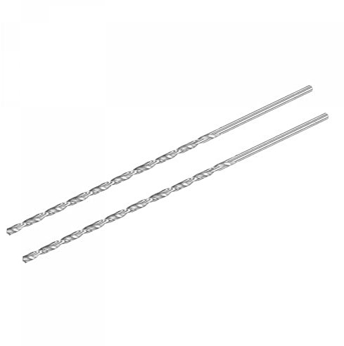 sourcing map HSS(High Speed Steel) Extra Long Twist Drill Bits, 5.2mm Drill Diameter 300mm Length for Hardened Metal Woodwork Plastic Aluminum Alloy 2 Pcs