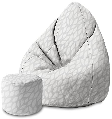 DreamRoots Bean Bag 80x80x120cm - Sitzsack mit Lehne und Hocker und Bezug - Sitzkissen Boden - Chill Bubibag - Sitzsack mit Füllung - Erwachsene mit Füllung M-Geo1