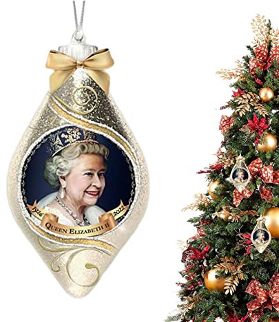 LINGJIONG Queen Elizabeth II Memorial Christmas Ornaments, 1926-2022 Queen Platinum Jubilee Acryl 2D Christbaumschmuck, Winter Party Favor Decor for Queen's Memorial Service Remembrance