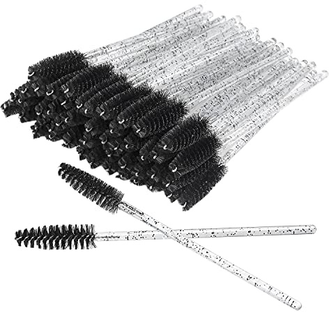 100 PCS Einweg-Wimpernbürsten Mascara Zauberstäbe Wimpern-Augenbrauen-Applikator Kosmetische Make-up-Pinsel-Tool-Kits (kristall-schwarz)