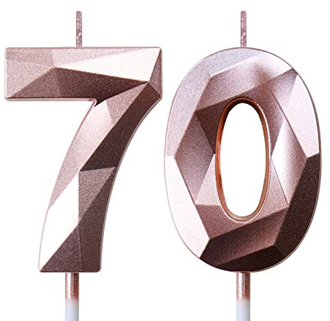 70th Birthday Candles for Cakes Number Candles Rose Gold Cake Candles for Anniversary Birthday Party Decorations Cake Toppers 70th Birthday Cake Candles