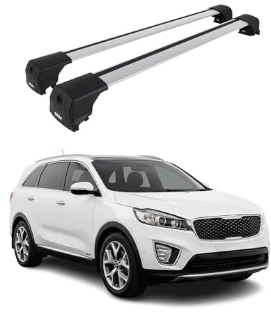 OMAC Aluminium Dachträger Querträger für Kia Sorento mk3 2015-2020 – City Crash – ISO/PAS 11154:2006 – Abschließbar – Max. 75 kg – 2 Stangen Silber