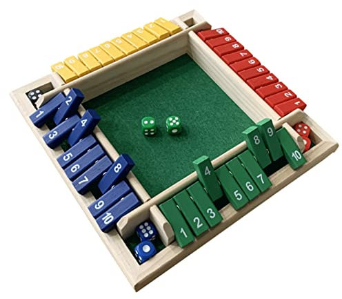 WDMJxar Shut The Box Würfelspiel, 2-4 Spieler Familie Holzbrett Tisch Mathe, 8 Würfel Klassische Tischspiele für Klassenzimmer, Zuhause, Party oder Kneipe (Green)