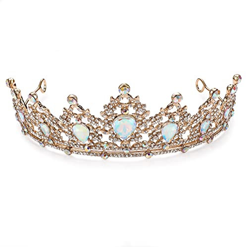 hengkaixuan Borealis Aurora Stein Krone Gold Metall Tiara Braut Hochzeit Kristall Tiara Frauen Krone