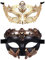 JewelryWe Maskerade Maske Paar Venezianische Maske - 2 Stück Gold/Schwarz Metallmaske Antike Römische Griechische Augenmaske Gesichtsmaske Kostüm für Halloween Karneval Party Damen Herren
