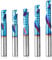 Genmitsu Eje de 1/4 pulgadas, 5 piezas de carburo en espiral O Flute Up & Down Cut Compresión End Mill CNC Router Bits, Nano Blue Coat CNC Carving Fresa para madera, acrílico, PVC, PCB MDF, OC05B