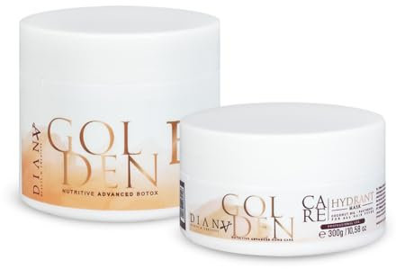 DIANA BEAUTY CREATIVE - B-Tox für Haare und Haarmaske, Kleines Set, Haarkur mit Zusatz von Urea, Kokosnussbutter und Panthenol, Haarregeneration, Haarpflege - Golden, 500g + 300g