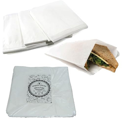 100 Greaseproof Paper Bags - Large 10 X 10” - Perfect For Bakery Goods, Snacks, Sandwiches, Fried Foods, And Takeaways. Keep Items Fresh, Mess-Free, And Packaged Professionally, Catering Or Home Use