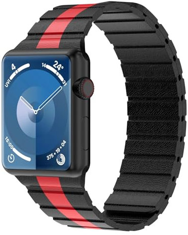 Synchro Bands Kompatibel mit Apple Watch Armband Magnetisch 38mm 40mm 41mm 42mm 44mm 45mm 49mm,Lederband Ersatzarmband Herren Damen Armbands für iWatch Series Ultra 9 8 7 6 5 4 3 2 1 SE