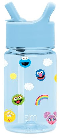 Simple Modern Kids Tritan Plastic Summit Water Bottle | Sesame Street 12 oz BPA-Free Cup with Covered Leak Proof Straw Lid for Girls, Boys, Toddlers | Sesame Street Pals
