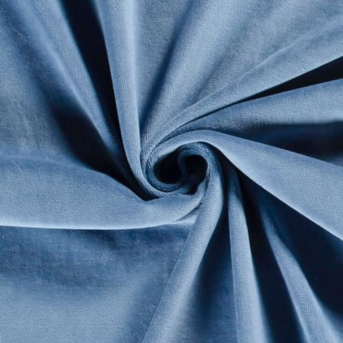 Nicky-Stoff Velour Nicky uni Zuschnitt ab 50 x 150cm Velourstoff Baumwolle Farbwahl, Farbe:006 - jeans
