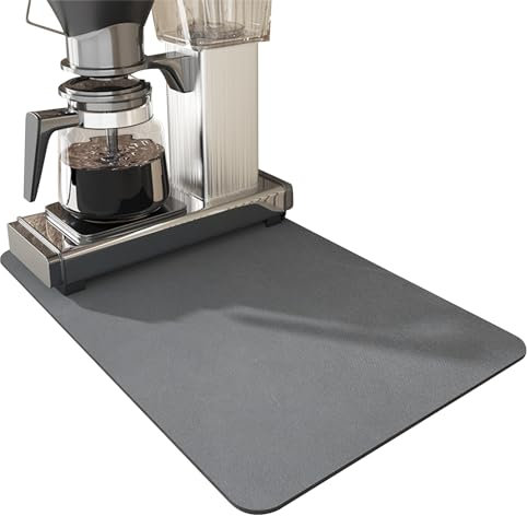 Dunkwckore Tapis Egouttoir Vaisselle Absorbant, 60 X 40cm Tapis Evier Cuisine, Tapis Machine a Cafe, Super Absorbant Tapis Cafetiere, Tapis Antidérapant pour Bar à Café de Déversement(Gris Foncé)