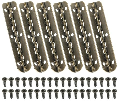 PATIKIL Bisagra de Piano Pequeña 2.6 x 0.6, Paquete de 6 Bisagras Mini de 90 Grados para Cajas de Joyería con Tornillos para Cajas de Madera de Joyería, Marrón