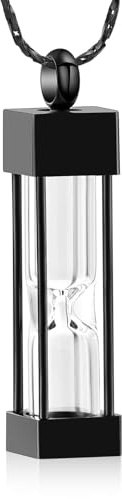 Glas Sanduhr Kremation Schmuck für Asche Container Fläschchen Urne Halskette Anhänger Edelstahl Zylinder Flasche Memorial Kremation Keepsake Schmuck für Frauen/Männer