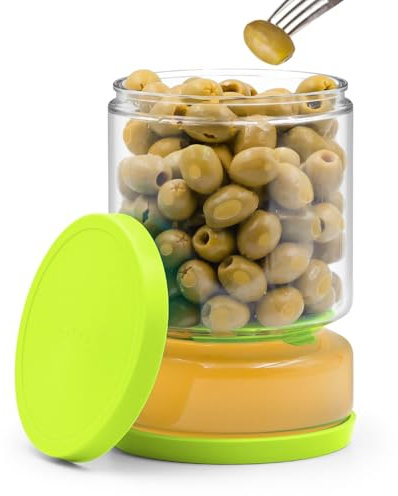 ForTidy Einmachglas mit Sieb für Gurkenliebhaber - kann den Saft abgießen, 1.5L Auslaufsicheres Behälter für Oliven, Kimchi, Jalapenos, Bpa-Frei, Spülmaschinenfest Gurkenglas (Gelb, 1.5L-1PC)