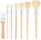 Thinp 7-Piece Mop Brush Set - Assorted Size Blending Brushes with Wooden Handle for Acrylic, Watercolor, Oil Painting