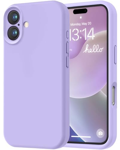 LOVE 3000 Designed for iPhone 16 Case, Premium Silicone with [Soft Anti-Scratch Microfiber Lining] Shockproof Protective Phone Case for Lanyard 6.1, Light Purple