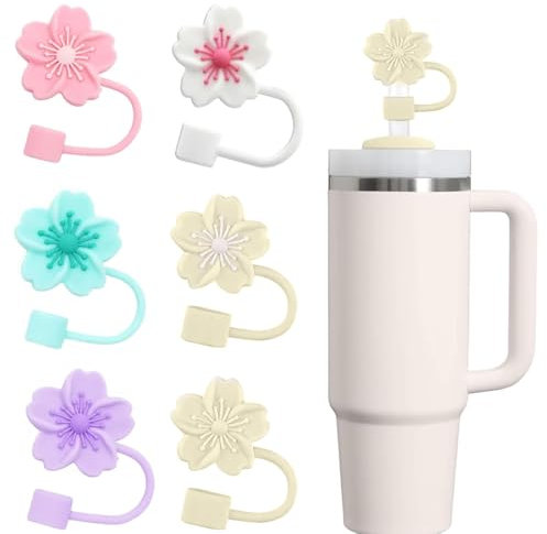 6Pcs Tapas de Pajitas para Stanley Cup, 10mm a Prueba de Polvo Tapas de Pajitas de Silicona, Pajitas Reutilizables Tapa Consejos para Stanley 40/30 Oz Vaso Accesorios