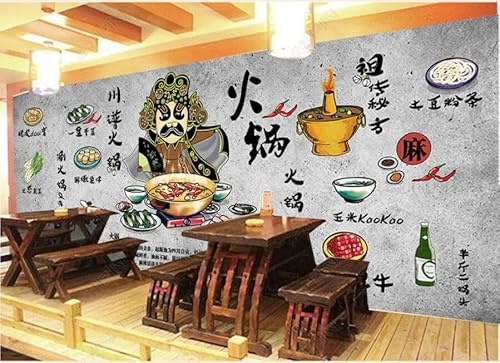 tyujlkjddlf Murale Personnalisée Papier Peint 3D Mur De Ciment Peint À La Main, Mur De Fond De Restaurant De Fondue De L'Opéra De Pékin-400Cmx280Cm