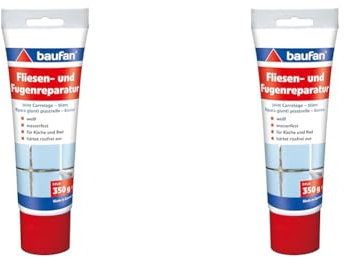 Baufan Réparation des Joints de Carrelage - Blanc I Coulis Étanche pour Carreaux Muraux Cuisine & Salle de Bain I Durcit Sans Fissure I Intérieur (Lot de 2)