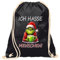 Rucksack bedruckt mit Spruch, Grinch Ich hasse Menschen, Hipster, Sportbeutel, Turnbeutel, Sprüche Jute Beutel, Zuziehbeutel mit Kordeln (Schwarz)