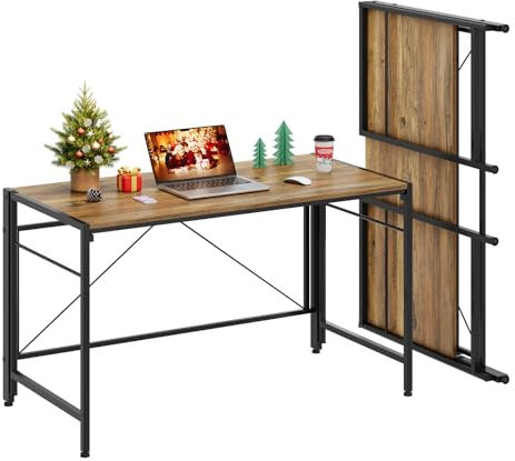 Dripex Schreibtisch Faltbar Tisch Großer Computertisch Klappbar PC Tisch 50 x 110cm Klappschreibtisch Platzsparend für Home Office Arbeitszimmer (Oak)