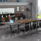 Konferenztisch für 8 Personen, Trainingstisch für Büro, Sitzungssaal, Grau, 280 cm