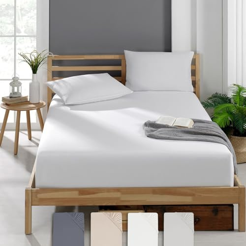 Veluna Home Premium Spannbettlaken 90x200 cm – Weiß - 100% Baumwolle Spannbettlaken 150g/m², Oeko-TEX Zertifiziert, Bettlaken Jersey, Spannbetttuch, Matratzenhöhe bis 30 cm