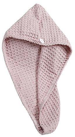 Gogogmee Haartrockenhaube Waffelstruktur 65x25cm aus Nylon und Polyester Saugfähig und Schnelltrocknend Rosa Geeignet für Reisen und Fitnessstudio zum Schnellen Trocknen der Haare