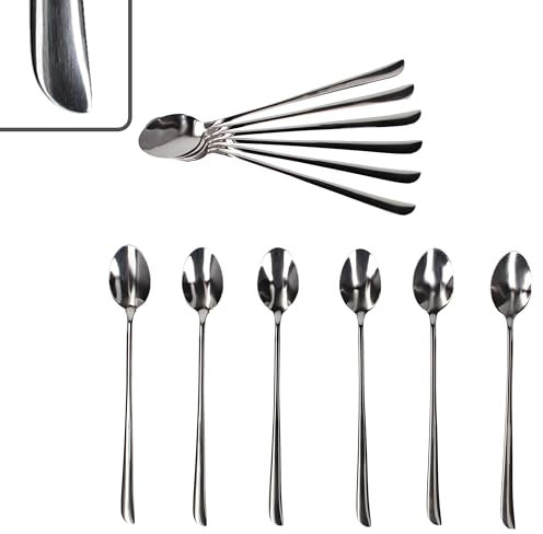 Justinus Twist 12er Set Latte Macchiato Löffel I für 12 Personen I Cocktaillöffel mit langem Stiel, Rührlöffel für Longdrinks, Eis & Co. I mit geschwungenem Griff I aus 18/10 EdelstahI
