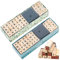 XSHAO® 80 Stk Stempel Buchstaben Set, Alphabet Holzstempel Buchstaben Zahlen und Symbole mit Stempelkissen für DIY Grußkarten/Scrapbooking/Handwerk/Kartenherstellung