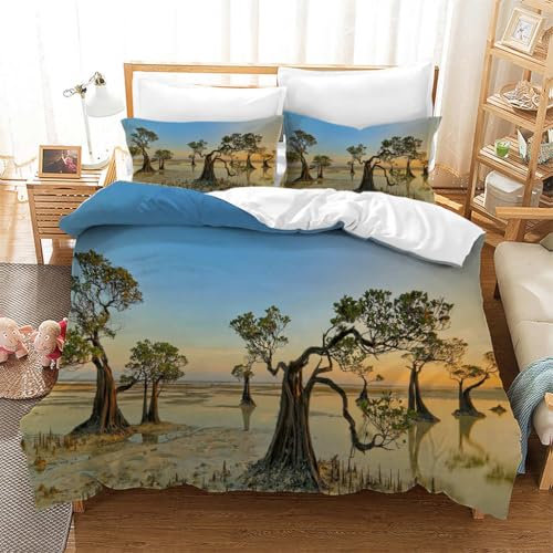 Bettwäsche 200x200 Afrika, 3D Anlage Bettwäsche Set Winter Weiche Mikrofaser Bettbezug 200x200cm + 2 Kissenbezug 80x80 cm, 3 Teilig Bettwaren bb354