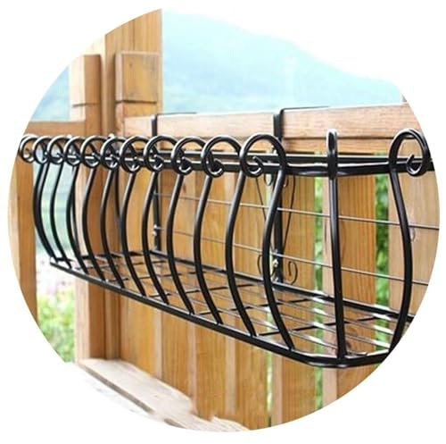 Simple Hanging Flower Shelf - Decorative Plant Pot Rack For Small Green Plants, Balcony Fence Railing Garden Guardrail Planter Stand(Black,120 * 28 * 22cm)