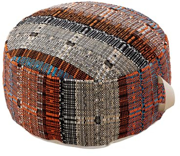 MOCOFO Pouf-Hülle, 45 cm, Baumwoll-Leinen, Quadratisch oder Rund, Abstrakt-Muster in Braun, Waschbar, Aufbewahrung (Rund)