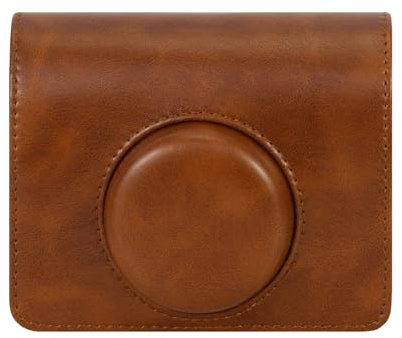 QICNMFA Protective Case Compatible with Fujifilm Instax Mini EVO Camera, PU Leather Bag with Adjustable Shoulder Strap (Brown)