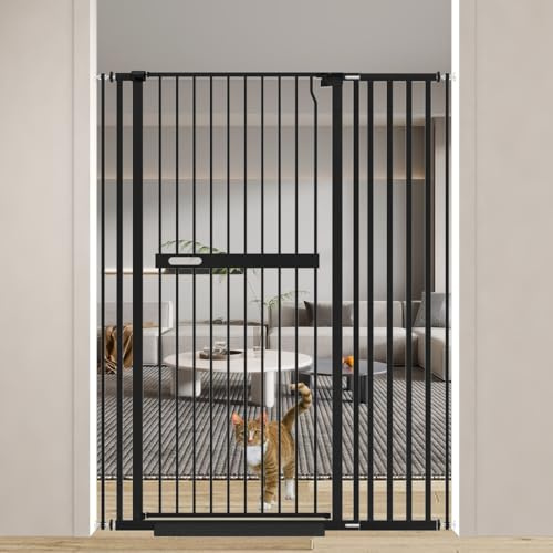 Xifamniy 155cm Extra Tall Pet Gate, Cat & Dog Gate Adjustable threshold width, 76.5-108cm wide safety gate can be installed without drilling holes