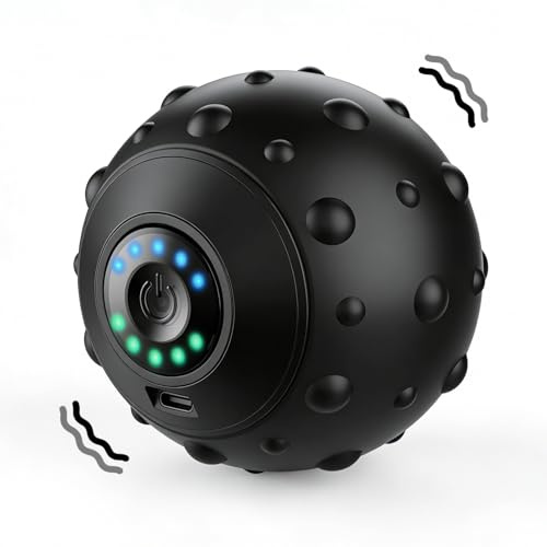 Elektrisch Massageball mit Vibration, 5-Gänge Faszienball Vibrationsmassageball USB Wiederaufladbar Handball, Ganzkörper-Muskelentspannung Muskel und Plantar Schmerzlinderung Muskelspannung