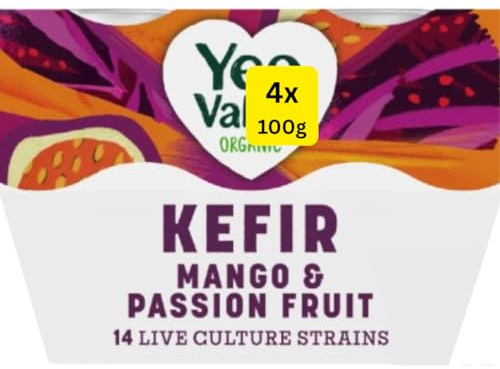 Org Mango & Passionfruit Kefir Yogurt YeoValleys (4x100g)
