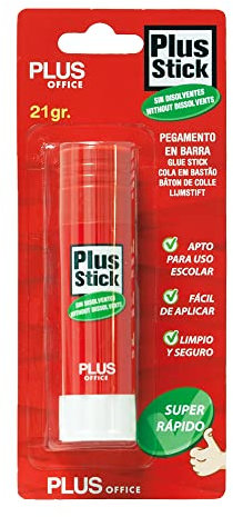 Plus Office - Pegamento en Barra Glue Stick, Pegamento Multiusos de Secado transparente para Manualidades, el Hogar, Escula y Oficina - Barra 21 gramos