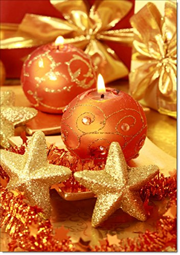 doodlecards Pack of 10 Christmas Cards and Envelopes Traditional Candles. Printed in UK, Premium Quality & 100% Recyclable.